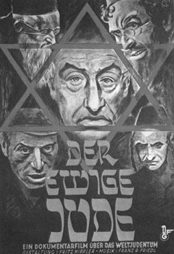 Propaganda poster advertising the antisemitic film "Der ewige Jude" (The Eternal Jew).